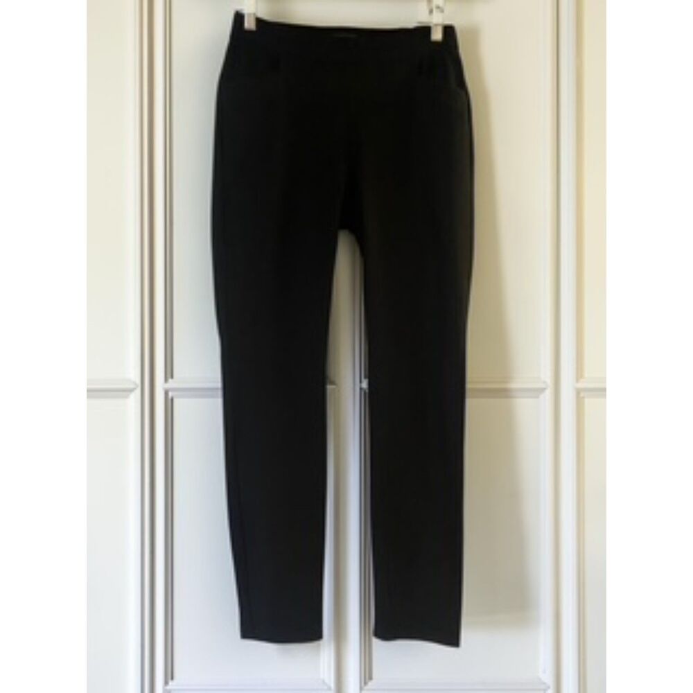 Eileen Fisher Washable Stretch Crepe Ankle Zip Skinny Pants Black XXS